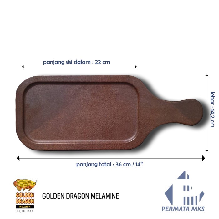 cusss order] Piring Melamin Model Talenan Kotak Motif Kayu Wood Golden Dragon