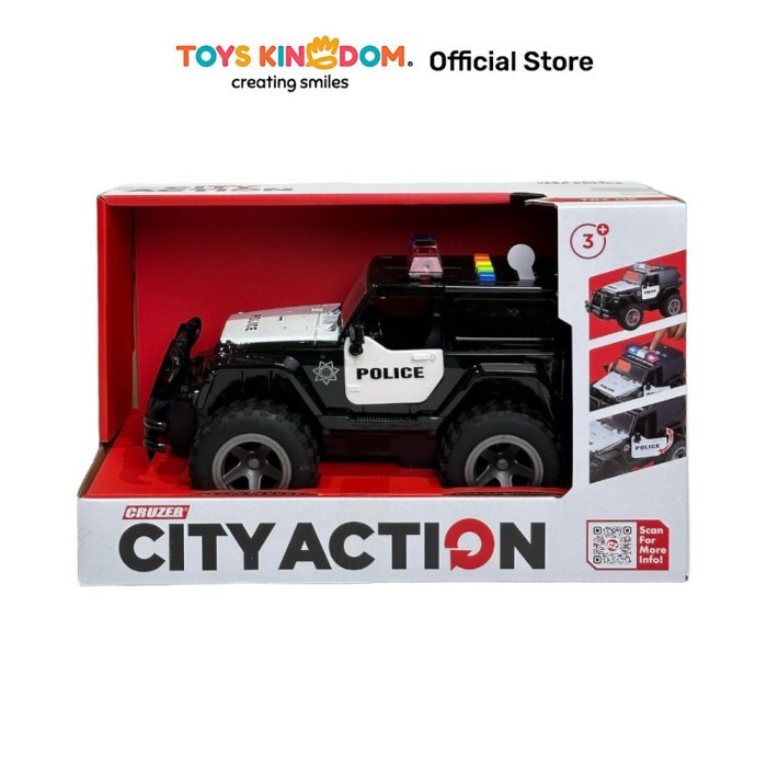 TERBARU Cruzer 1:16 City Action Friction Jeep Police - Hitam