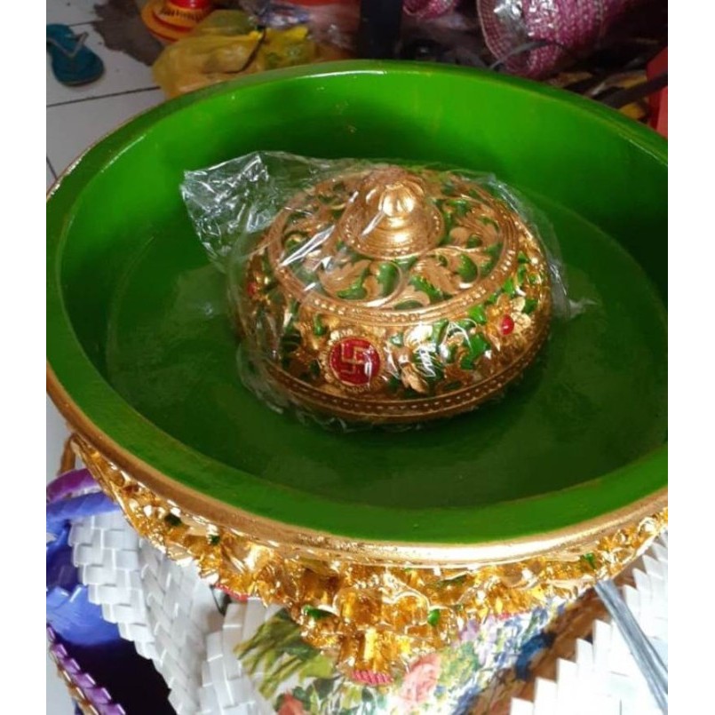 .........] Set Wadah tutup bokoran 30cm tatakan ukir fiber bali