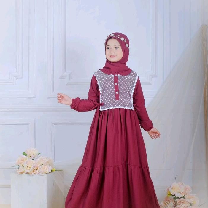 GAMIS ALYA BRUKAT ANAK PEREMPUAN PLUS HIJAB