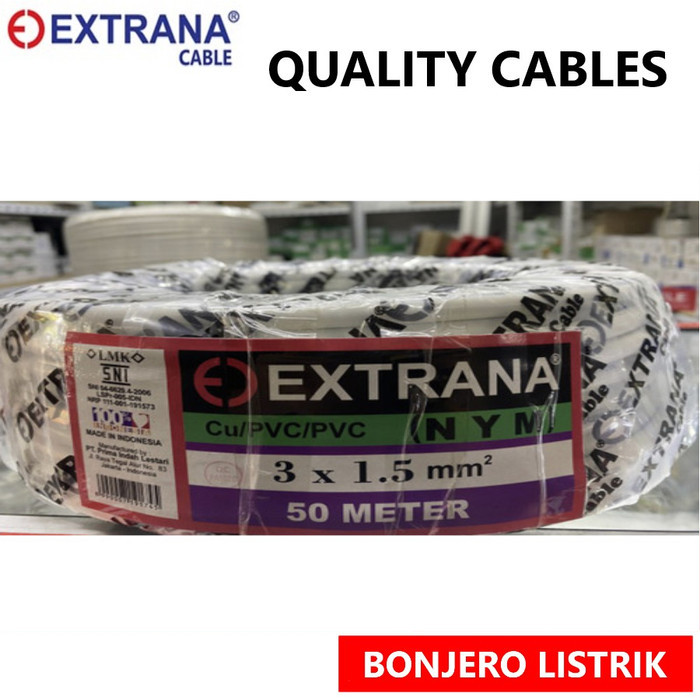 Kabel Listrik Extrana Nym 3X1.5 Kawat Tembaga 50 Meter