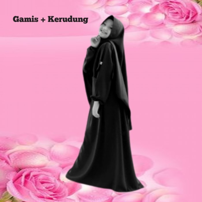 Terbaru Gamis Syari Polos Anak Tanggung Perempuan Umur 11 12 Tahun - Hitam Promo