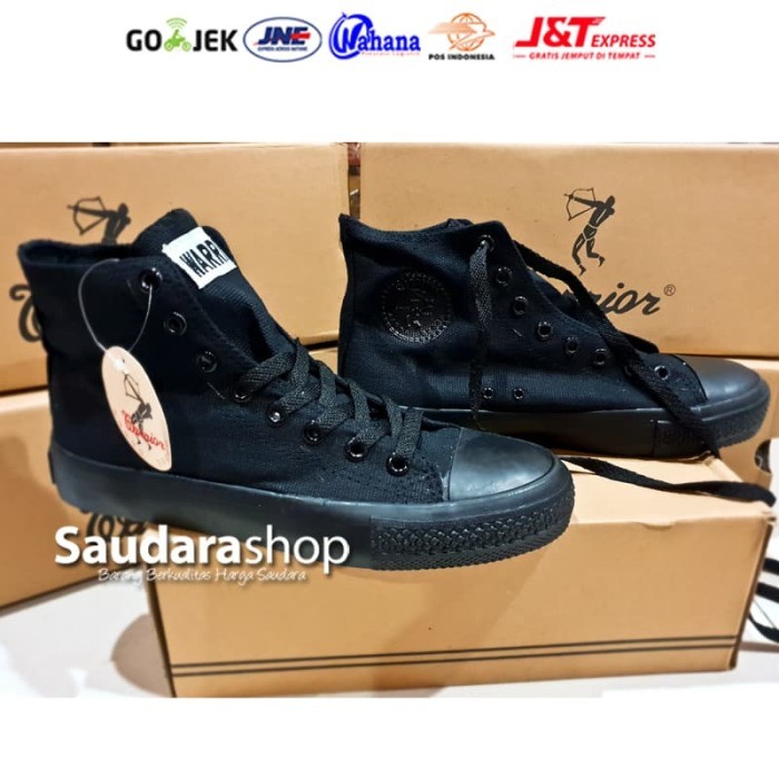Sepatu Warrior All Black Hc / Sepatu Warior Hitam Tinggi