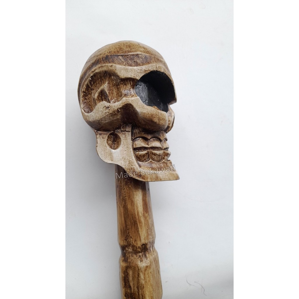 

populer] Kerajinan tongkat kayu 110cm ukiran Tengkorak skull