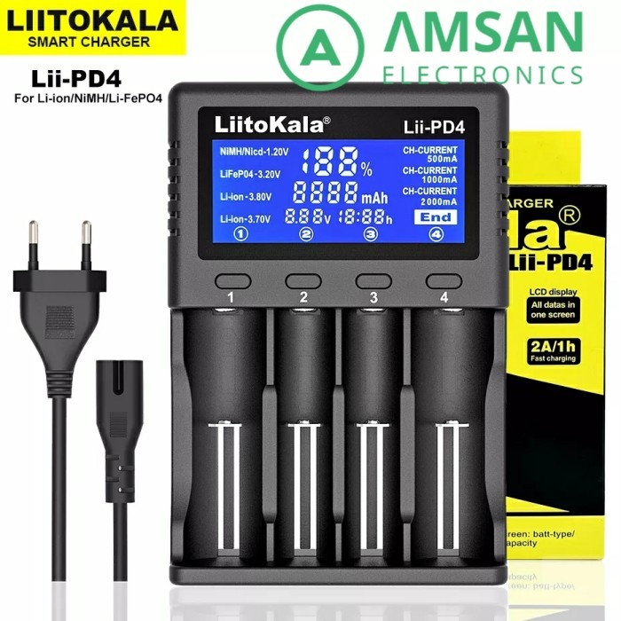 Liitokala Lii-Pd4 Universal Baterai Charger Li-Ion Lifepo4 Litokala