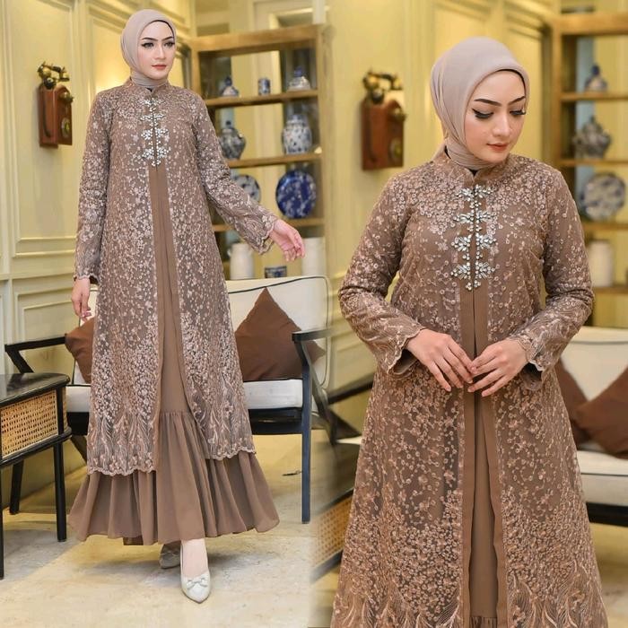 Harga Promo Khintani Dress Cardi Kombinasi Payet By Pelangi Gamis Muslim Wanita Tile Premium