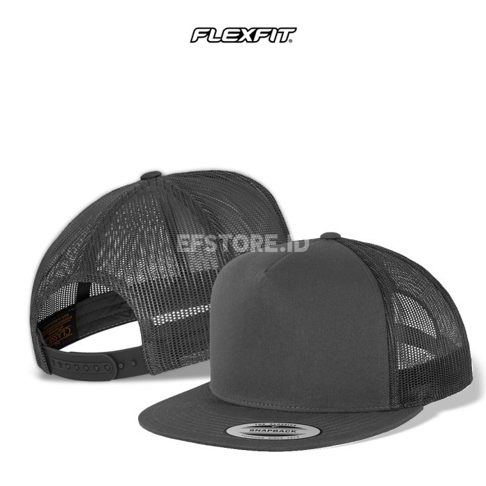 Topi Trucker Polos Pria Flexfit Yupoong 6006 Classic Trucker Original