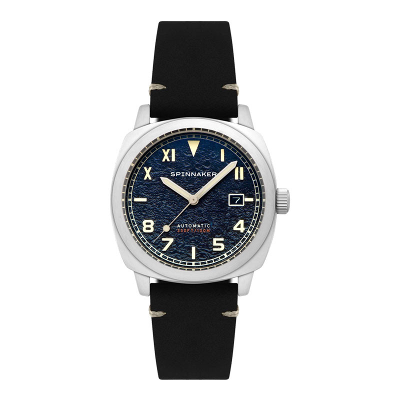 Jam Tangan Pria Spinnaker Hull SP-5071-02 California Cobalt Blue Dial Black Leather Strap