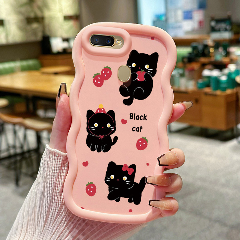 Casing Hp Untuk OPPO A7 A5s A12 A12s A11K A5 A3s A12E Realme C1 Case Kasing pola Kucing hitam Cesing
