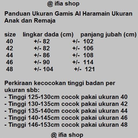JUBAH GAMIS ARAB AL HARAMAIN UKURAN 42 (ANAK-REMAJA)
