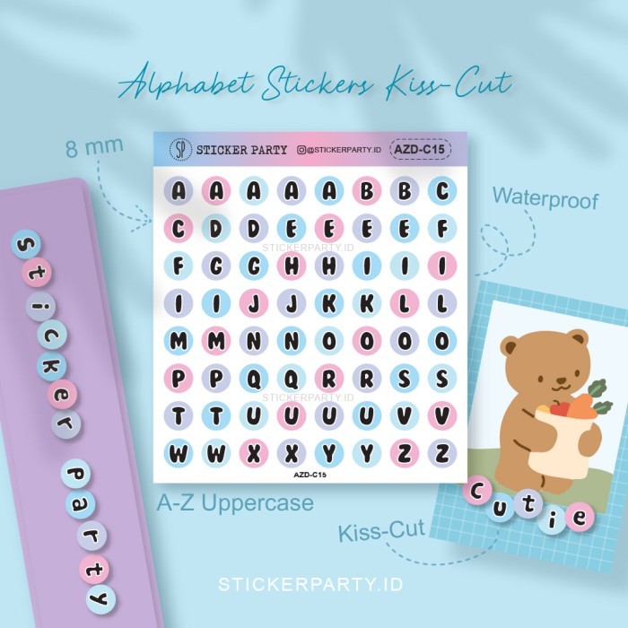 

%$%$%$%$] Stiker Huruf 0,8CM Alfabet Tahan Air Polco Deco Top Loader Kpop DIY