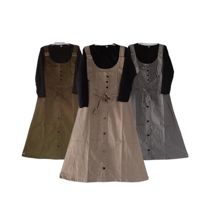 Overall Dress Chino Anak Perempuan Terbaru 4 - 12 Tahun / Set Baju Rok Kodok Anak Perempuan Cewek Re