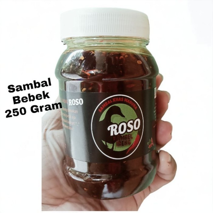 

TERLARIS SAMBAL BEBEK ROSO SAMBAL HITAM PEDAS GURIH 250 MURAH!!! MURAH