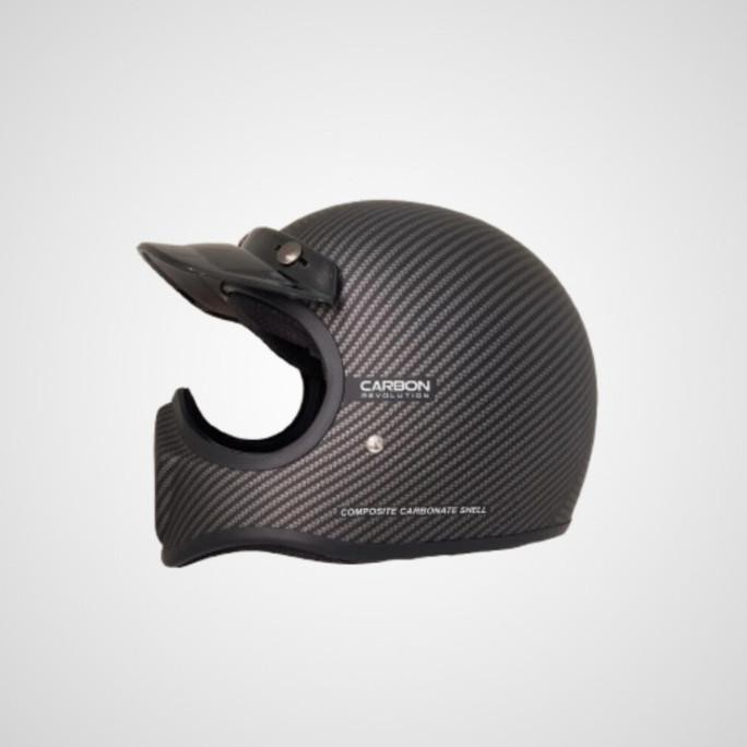 Helm Cakil Retro JS Carbon Doff Full Face Dewasa Original SNI