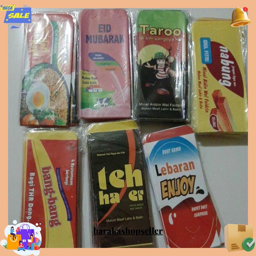 

Amplop Lebaran Jumbo Motif Snack, Uang, Dan Bank Isi 10 Cod