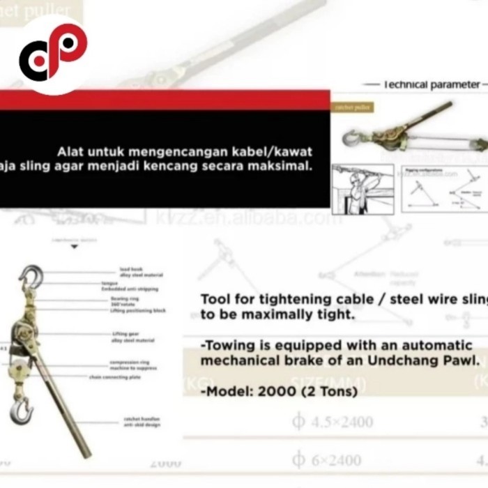 Limited.. Penarik Kabel Sling Ngk 2000 (Ratchet Puller Only) Ratchet Puller