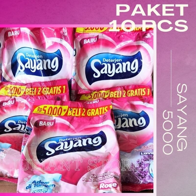 Promo PAKET 10 PCS Sayang Deterjen Bubuk 5000 an 220 gr / Sabun Cuci Baju Murah / Grosir Detergen Pa