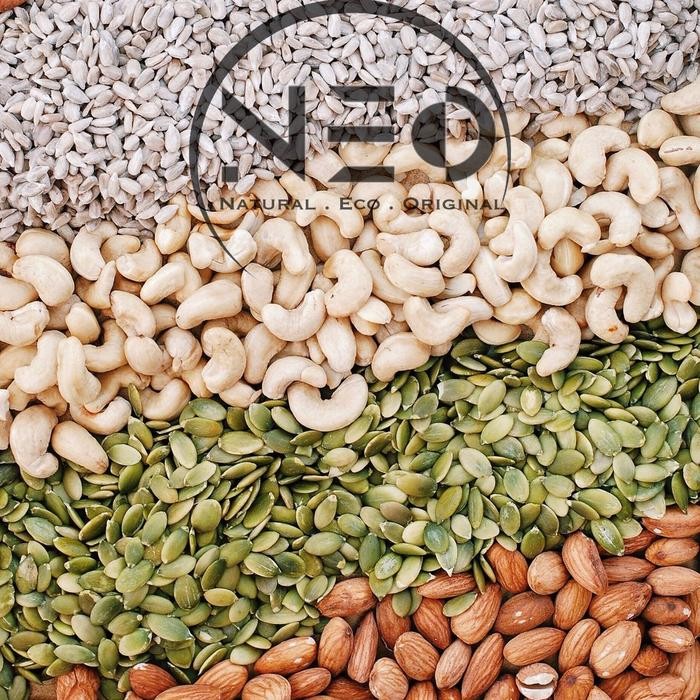

terbaru !!! mix nut seed 1kg almond, cashew, pumpkin seed, sunflower seed (siap makan) trail mix neo
