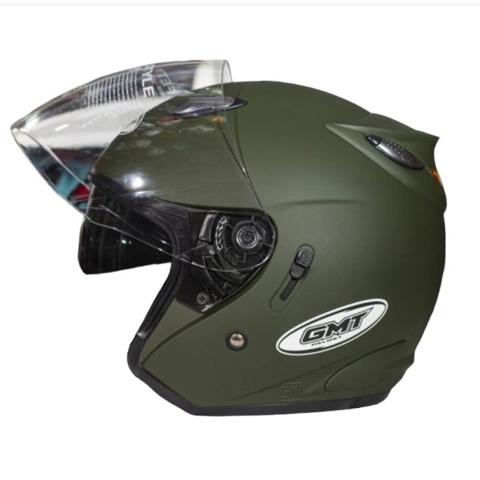 Helm Centro Double Visor Termurah Gmt Green Army Doff