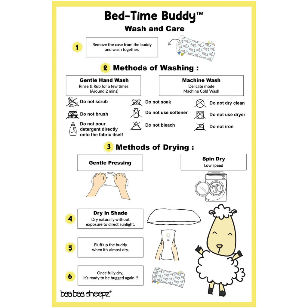 Baabaasheepz Bedtime Buddy Pillow Case Large Jumbo Size Sarung Bedtime Buddy Classic Grey Cute Chef