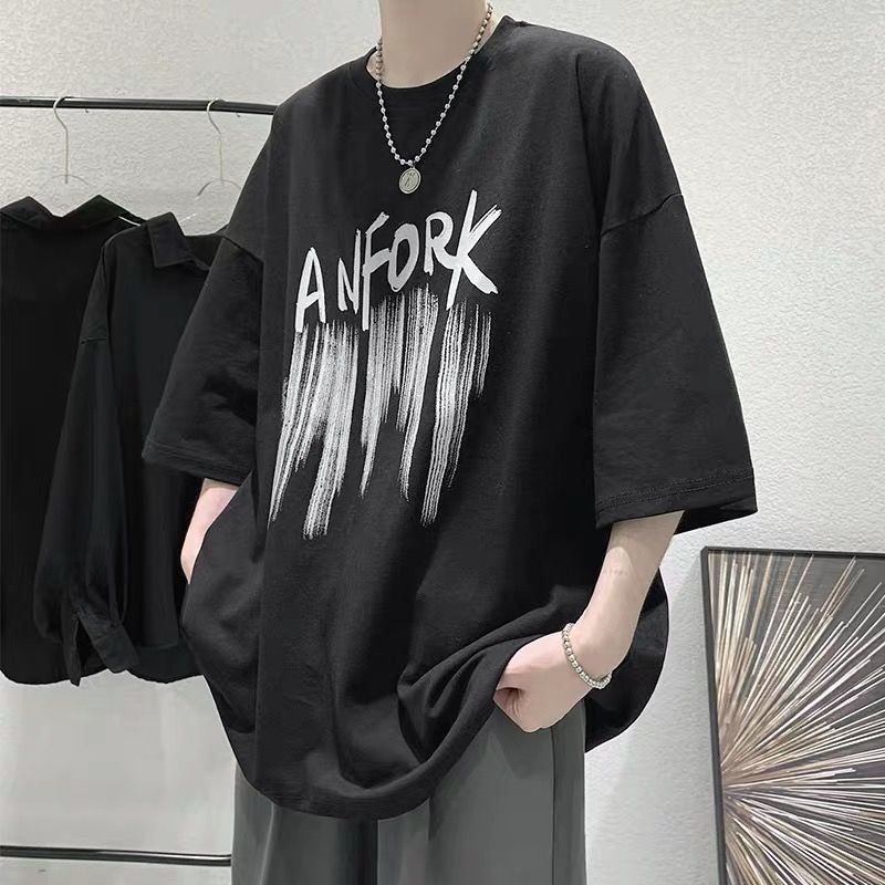Gaya Hong Kong Trendi Hip Hop Pria T Baju Kaos
