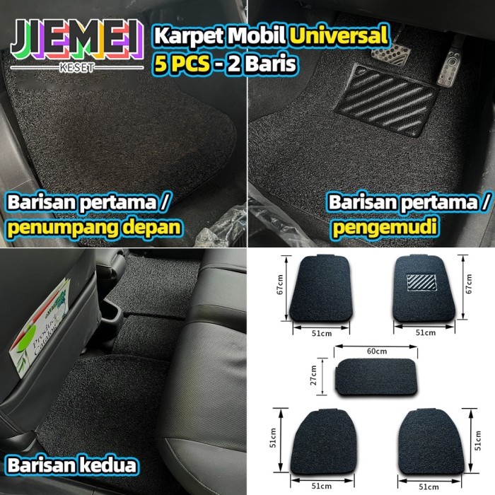 

TERLARIS JIEMEI KARPET MOBIL UNIVERSAL PVC MIE BIHUN 5 PCS - 2 BARIS / UNIVERSAL FIT CAR MATS / CAR