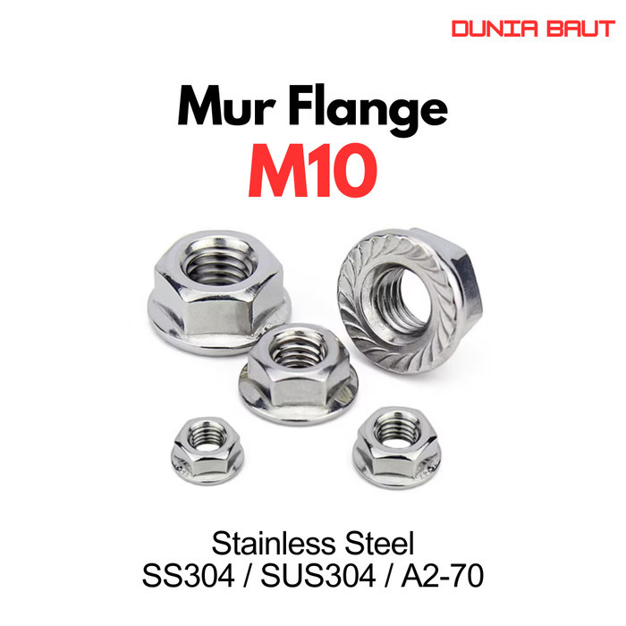 Mur Flange M10 / Flange Nut M10 Stainless SS304