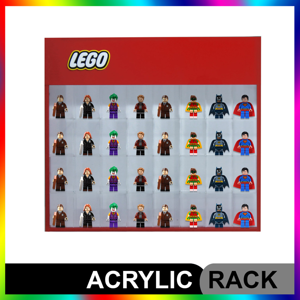 Rak Minifigure Akrilik 32 Slot | Display LEGO Minifigures Header Pintu Sliding