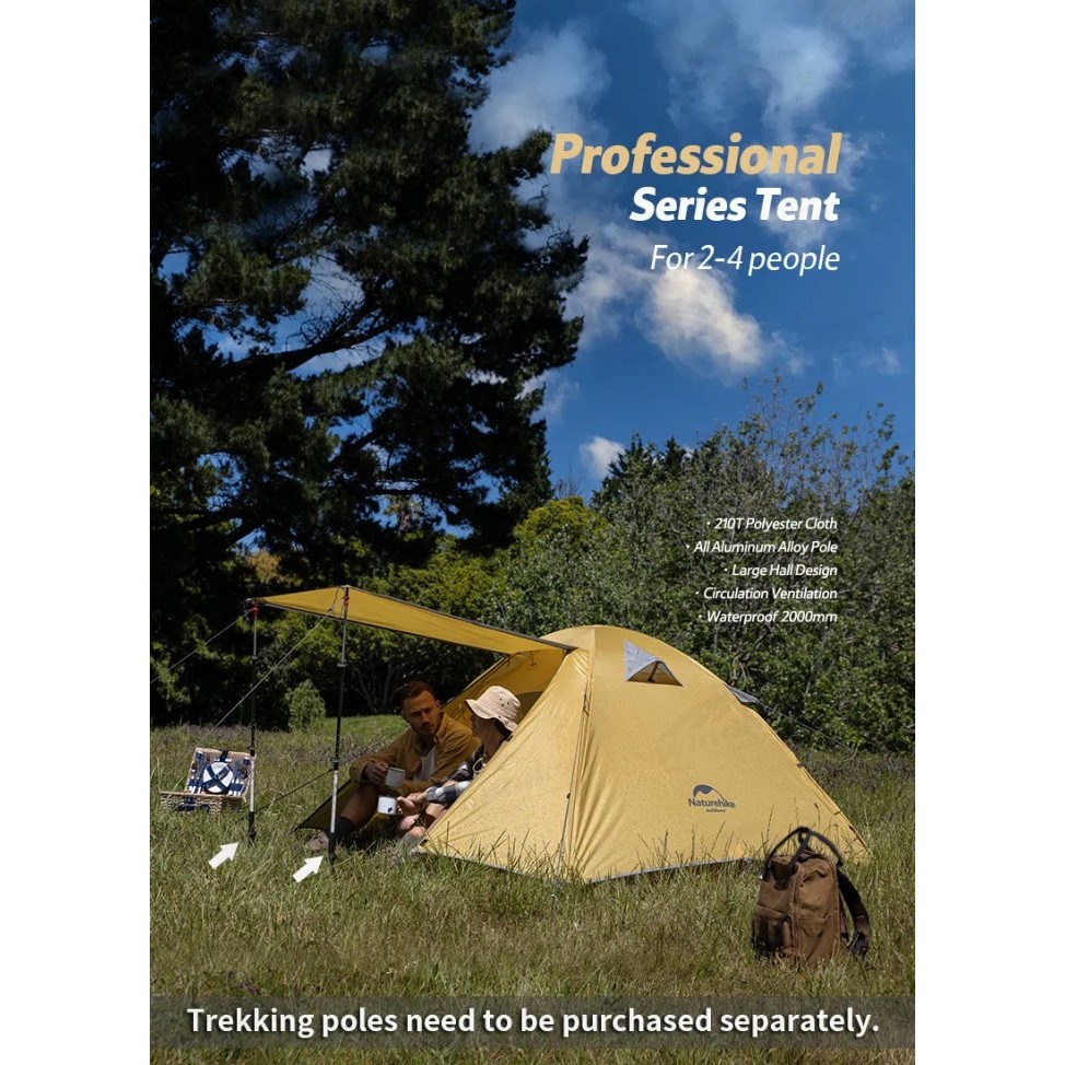Tenda Naturehike 4P Professional Nh18Z044-P 4 Orang Camping Ultralight