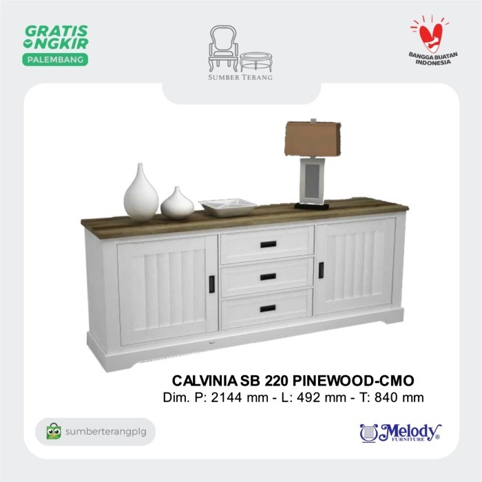Melody Sideboard Calvinia Credenza Buffet Rak Tv Meja Tv Lemari Putih