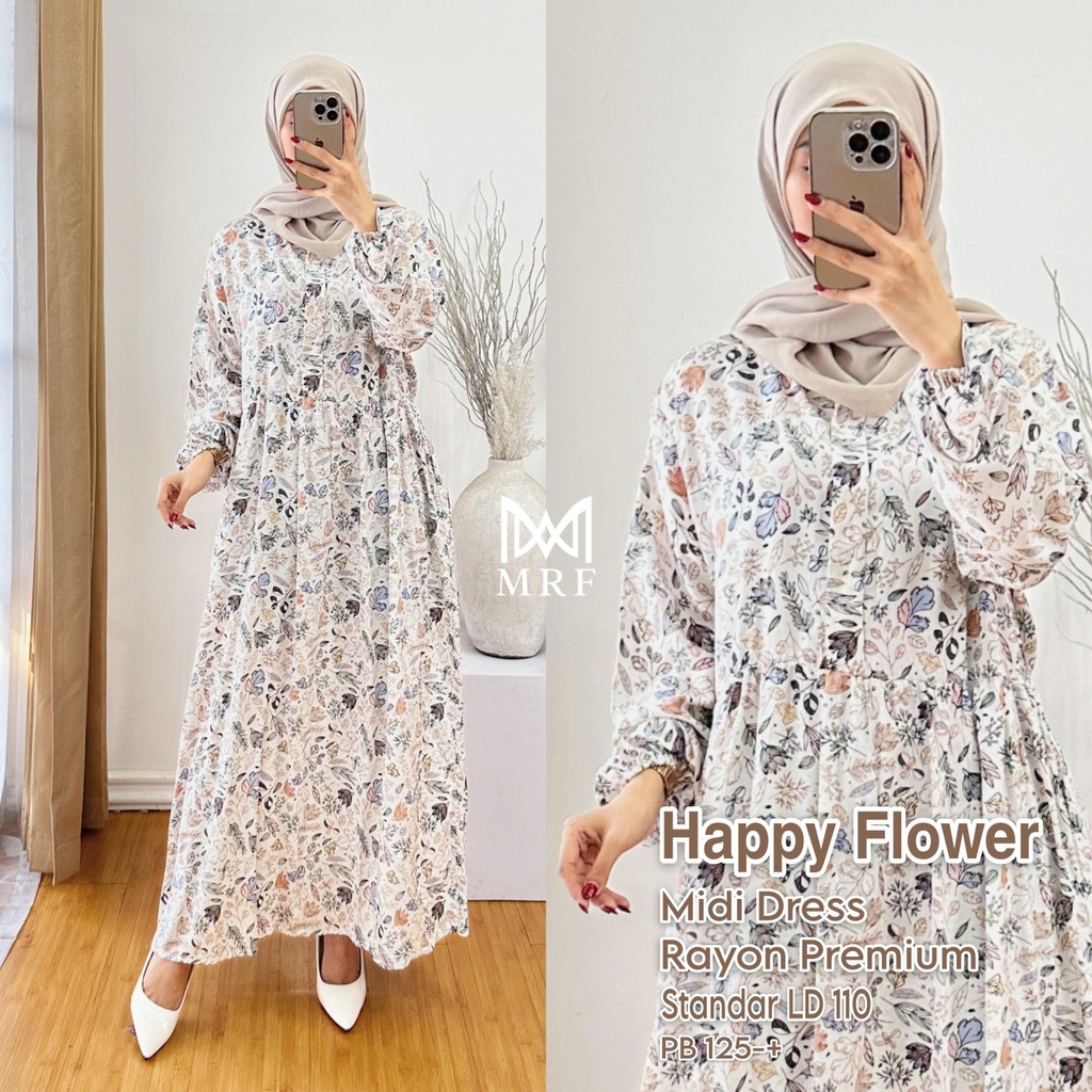 Gamis Rayon Viscose Premium Motif Bunga Katun Flowy Busui Friendly Adem Fit Nyaman Daster Panjang Ga