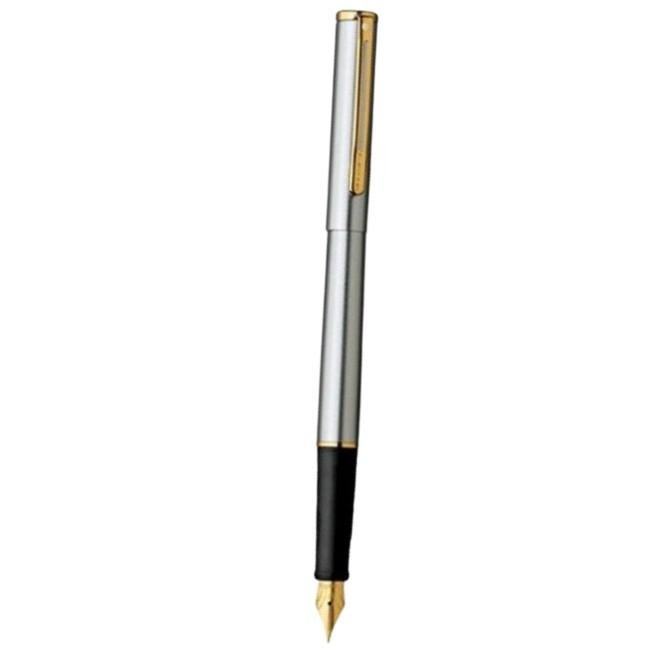 

Sheaffer Agio Brushed Chrome featuring 22K Gold Plate Fountain Pen Original