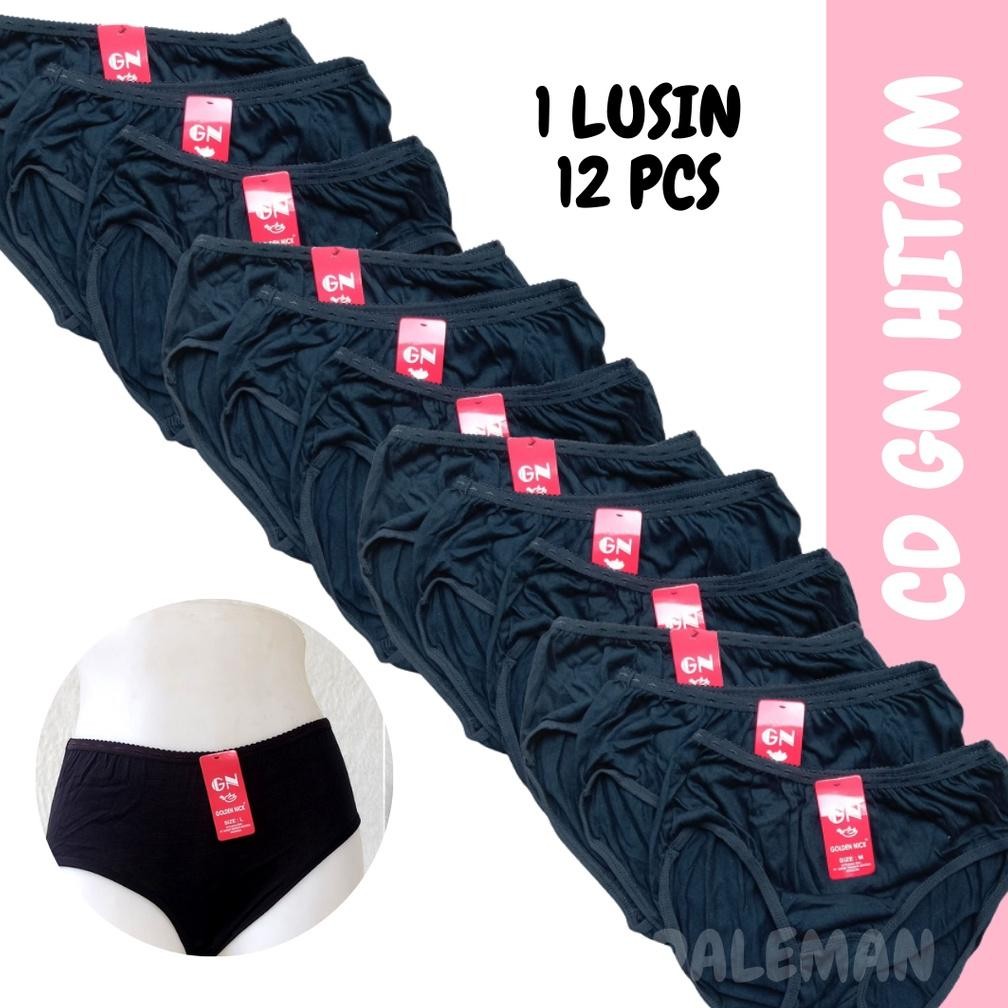 EUG KHUSUS WARNA HITAM - CELANA DALAM WANITA LUSINAN - CD GOLDEN NICK HITAM LUSINAN - GN HITAM 12 PC