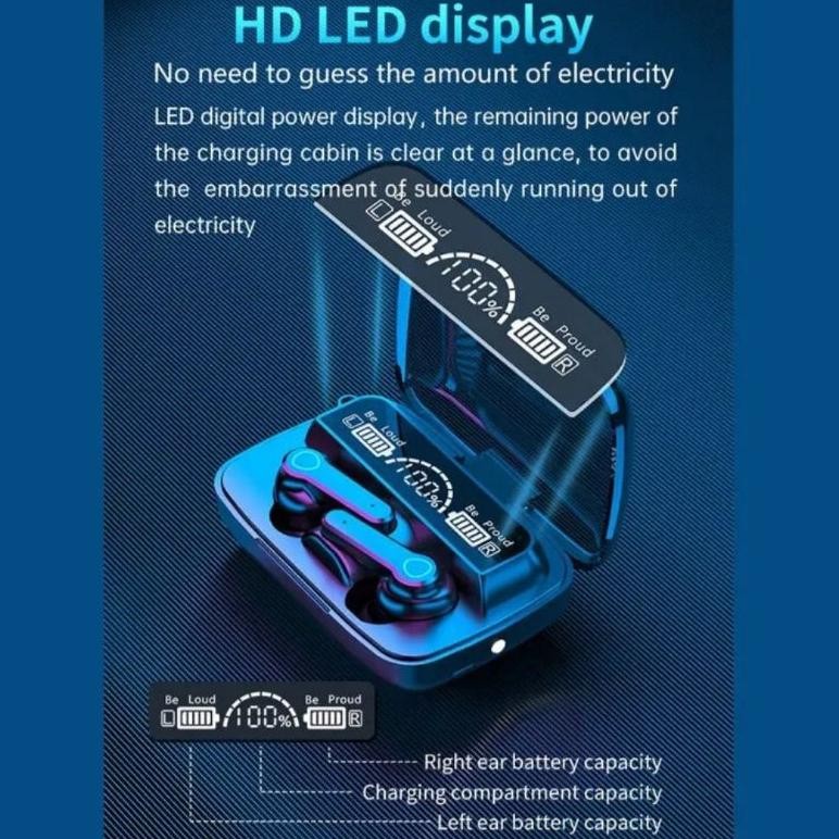 ORIGINAL TWS M19 HEADSET BLUETOOTH WIRELESS TWS GAMING V5.1 - EARPHONE BLUETOOTH WIRELESS + POWERBAN