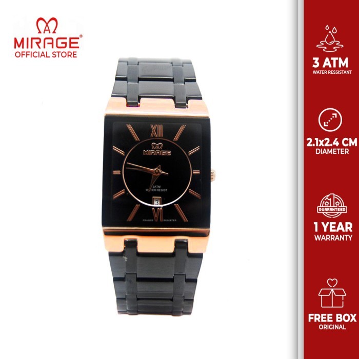 Mirage Jam Tangan Pria 7908M Comb Black/Rosegold