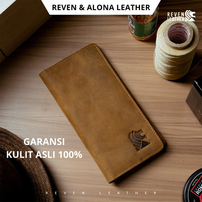 Dompet Lipat Panjang Pria Long Wallet Saku Cowo Cowok Kulit Asli Tipis