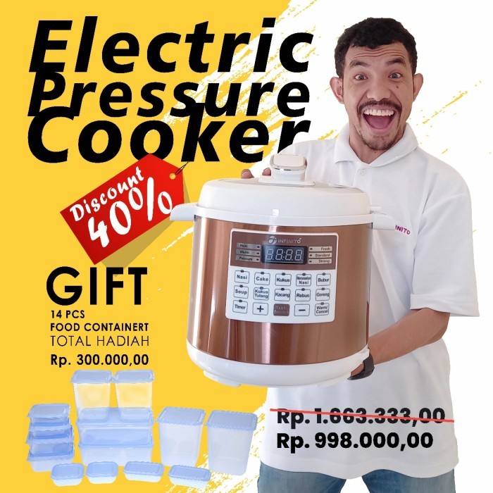 PROMO INFINITO Electric Pressure cooker Presto Listrik 6 Liter Low watt 550w