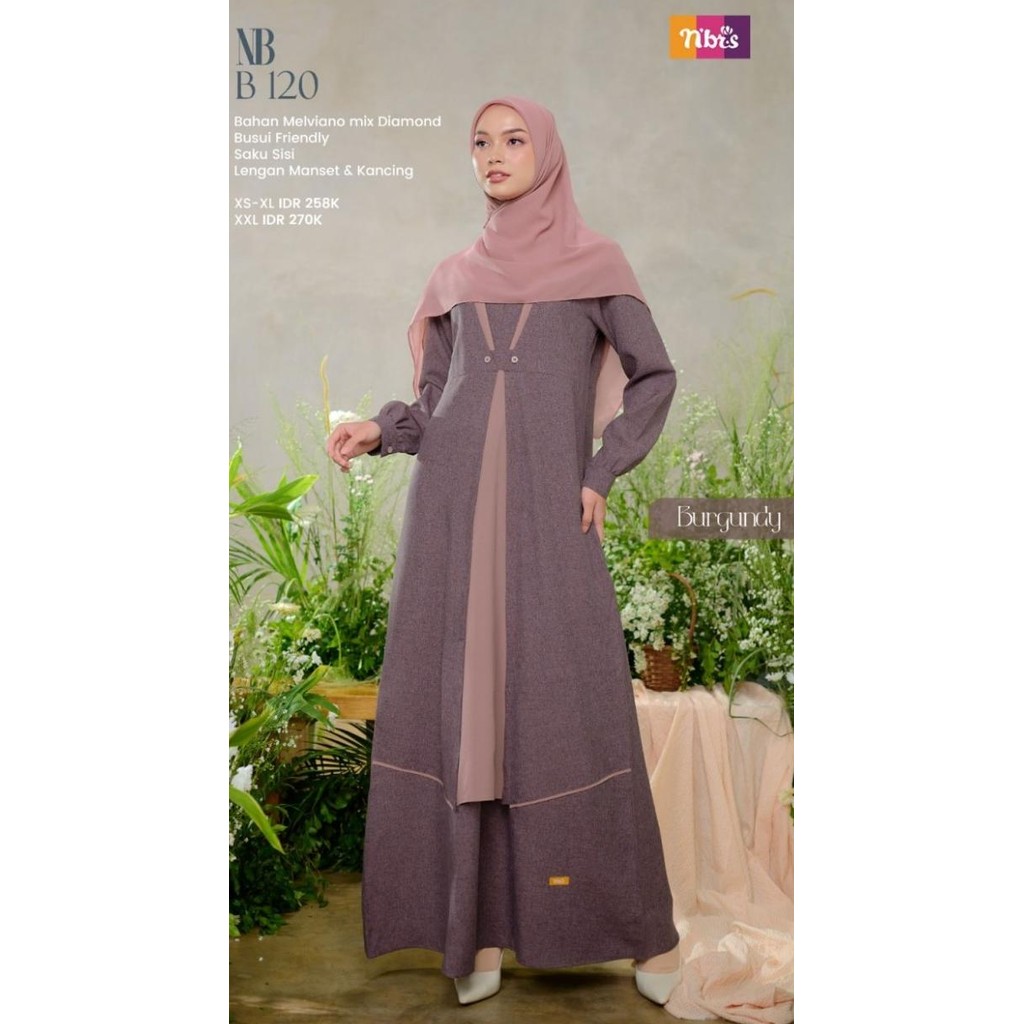 Gamis Wanita Dewasa Nb B120 Nibras - Dress Muslimah Kondangan Shop_Novian