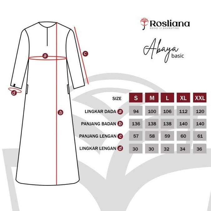 Abaya Basic Rosliana Merah Maroon Baju Gamis Abaya Arab Wanita Muslim Simple Polos Tidak Menerawang 