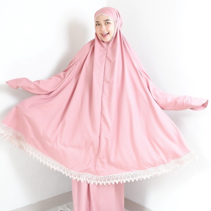 Mukena Berlengan Nazifa Series Dewasa Renda Muslim Kain Katun Mikro Best Seller