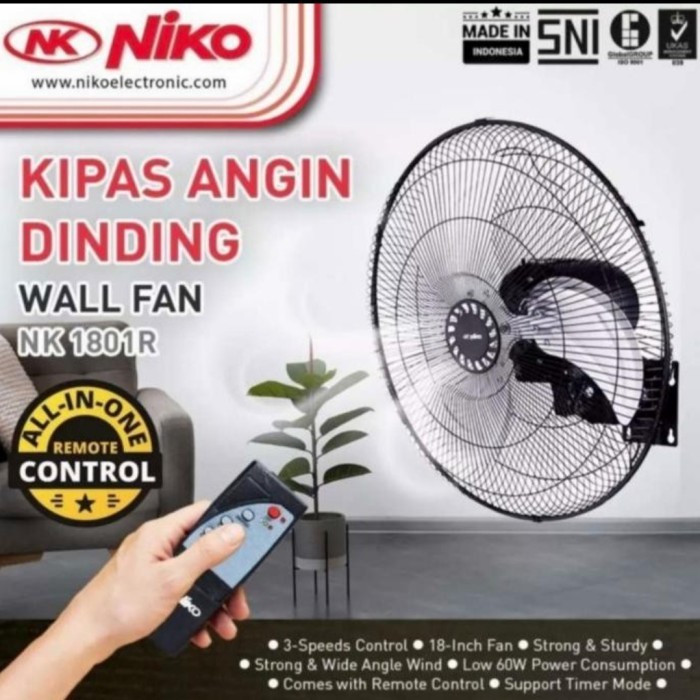 KIPAS ANGIN REMOTE DINDING TORNADO 18 IN/WALLFAN REMOTE/NIKO NKW 1801R