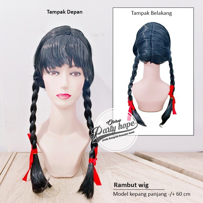 WIG PANJANG KEPANG HITAM / RAMBUT PALSU PANJANG MURAH / WIG KEPANG