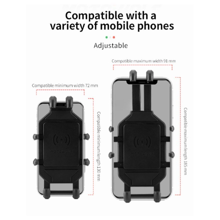 Motowolf Holder Handphone Hp Motor Usb Wireless Charger Stabilizer 360
