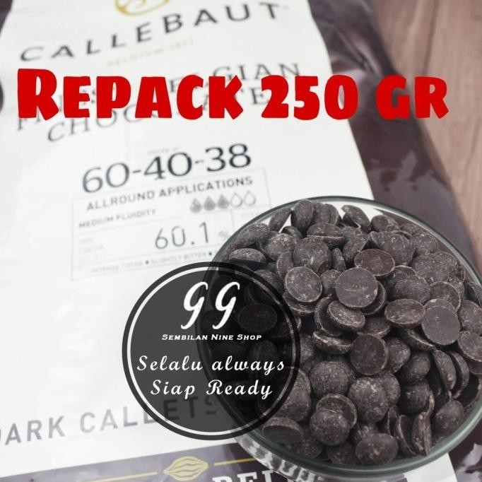 

READY STOCK CALLEBAUT 250 G 60.1% DARK COUVERTURE CHOCOLATE 60% 6040 604038 COKLAT !!!!!