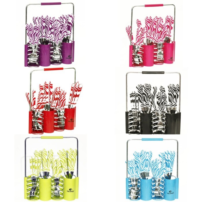 TERLARIS PROMO VICENZA ORIGINAL V242C SENDOK DAN GARPU SET MOTIF ZEBRA SENDOK MAKAN SENDOK TEH