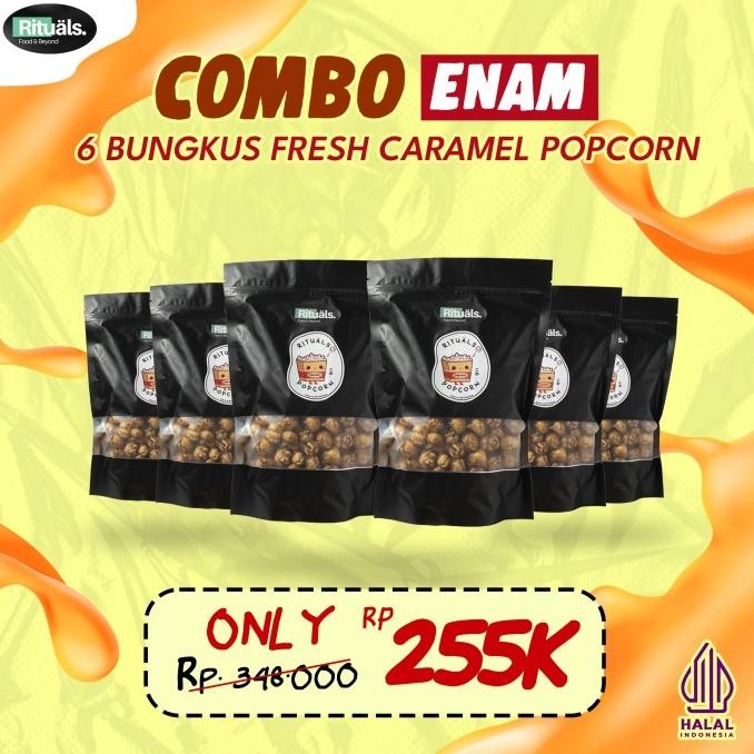 

READY STOCK [COMBO ENAM] 6 BUNGKUS RITUALS POPCORN CARAMEL LARGE !!!!!