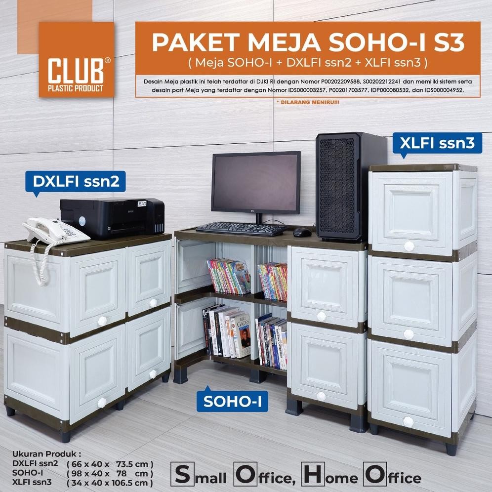 CLUB Meja Kerja Plastik Meja Belajar Anak / Rak Buku Serbaguna Minimalis / Club Meja Soho