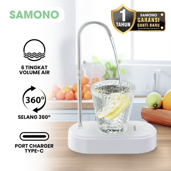 SAMONO Pompa Air Galon Meja Elektrik Rechargeable Electric Desktop Water Dispenser