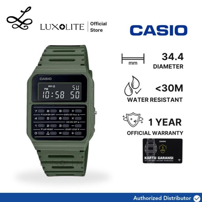 

Jam Tangan Pria Casio Data Bank Calculator Army Green Resin CA-53WF-3B