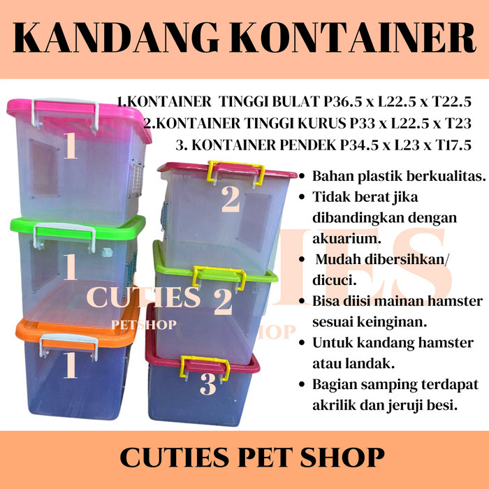 Kandang Kontainer Hamster / Kontainer Tinggi / Kandang Landak Mini